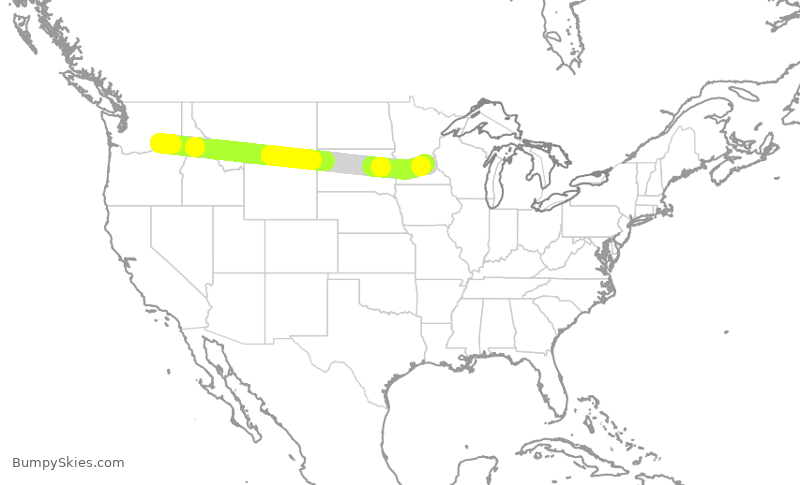 Turbulence forecast map for SKW3685, PSC to MSP