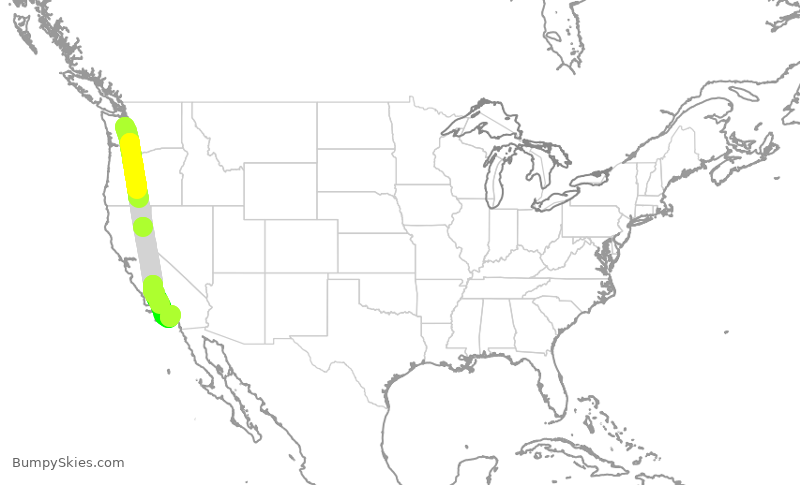 Turbulence forecast map for SKW3685, SEA to SNA