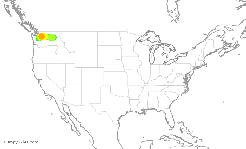 Turbulence forecast map for SKW3686, GEG to SEA