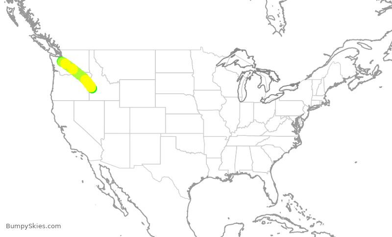 Turbulence forecast map for SKW3692, BOI to SEA