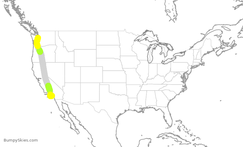 Turbulence forecast map for SKW3695, SNA to SEA