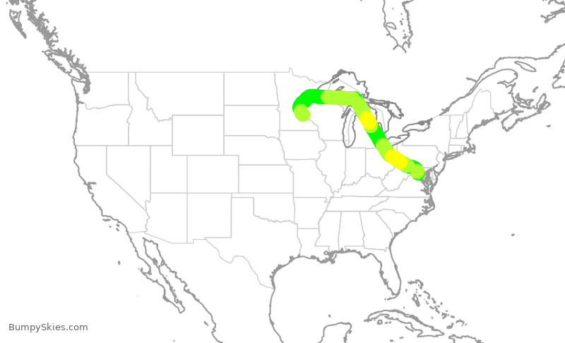 Turbulence forecast map for SKW3699, IAD to MSP
