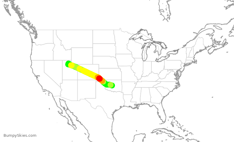 Turbulence forecast map for SKW3703, SLC to OKC