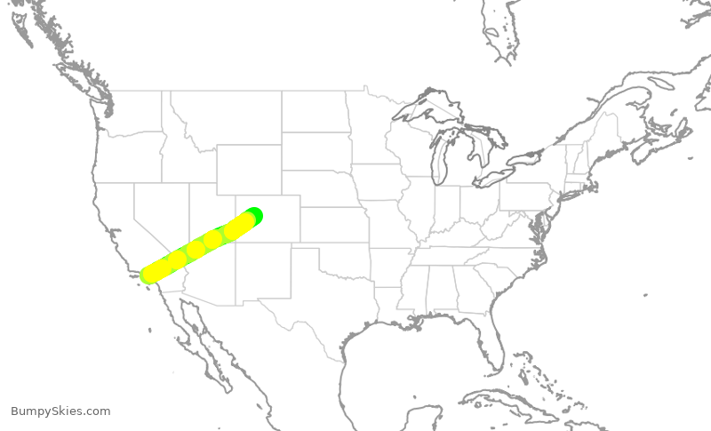 Turbulence forecast map for SKW3704, LAX to ASE