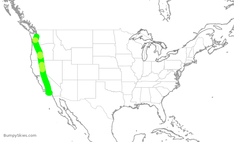 Turbulence forecast map for SKW3711, SNA to SEA