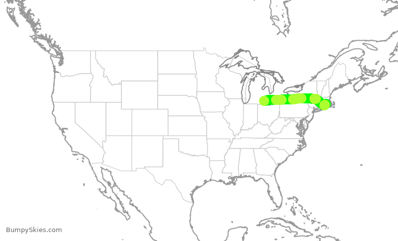 Turbulence forecast map for SKW3720, DTW to PVD