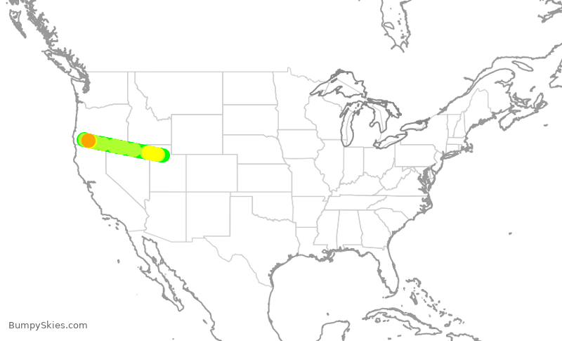 Turbulence forecast map for SKW3722, SLC to MFR