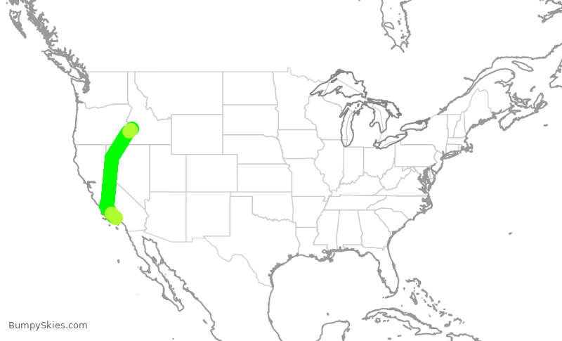 Turbulence forecast map for SKW3725, BOI to LAX