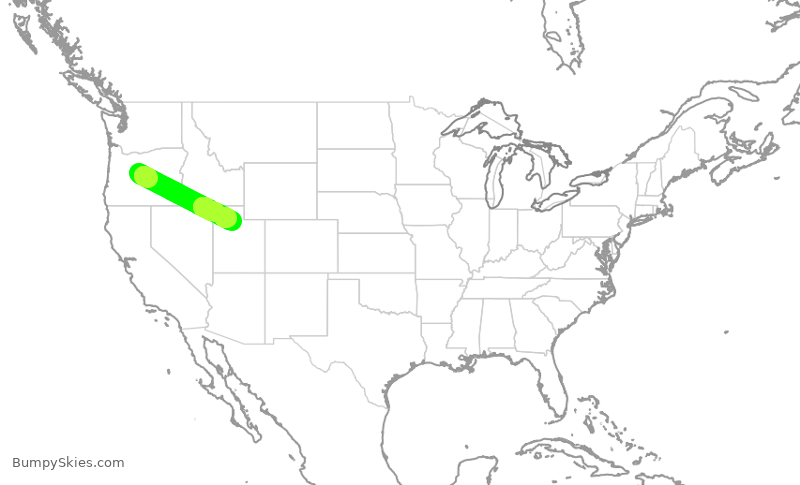 Turbulence forecast map for SKW3727, RDM to SLC