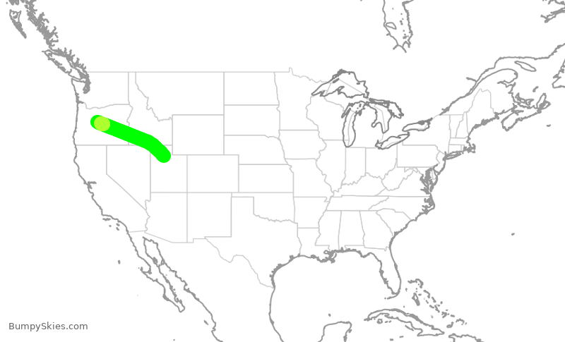 Turbulence forecast map for SKW3727, SLC to RDM