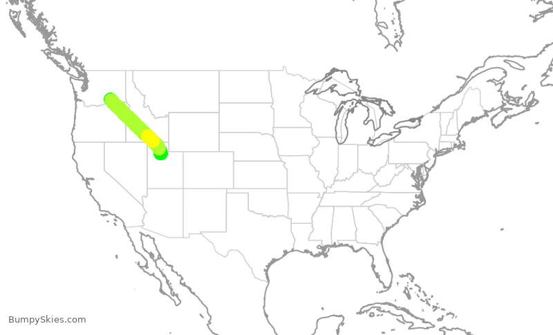 Turbulence forecast map for SKW3728, PSC to SLC