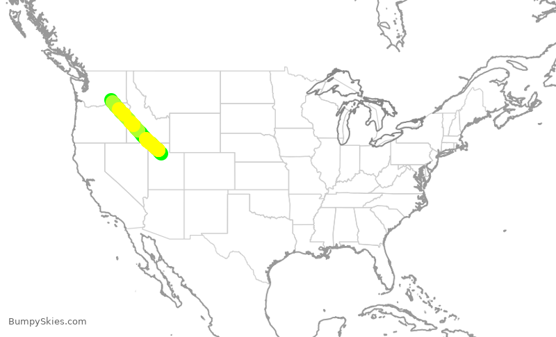 Turbulence forecast map for SKW3728, SLC to PSC