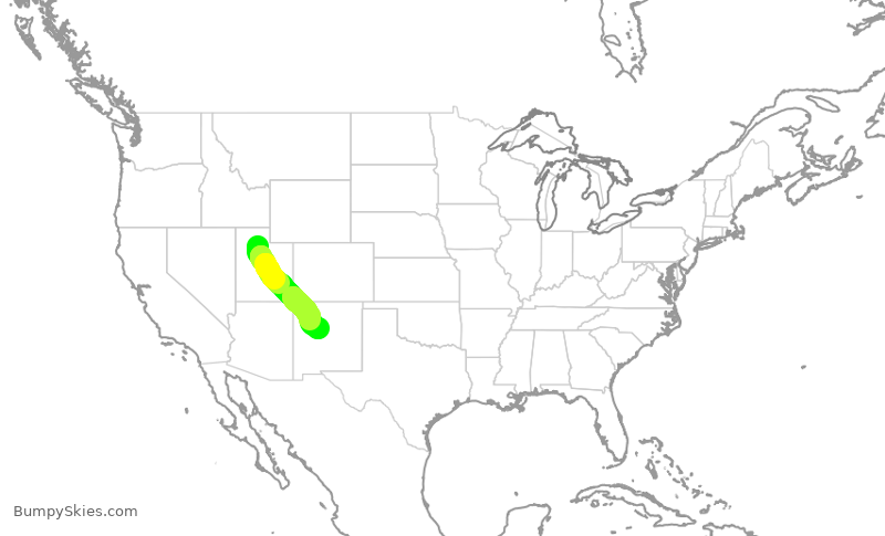 Turbulence forecast map for SKW3729, SLC to ABQ