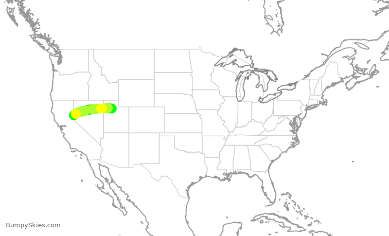 Turbulence forecast map for SKW3732, RNO to SLC