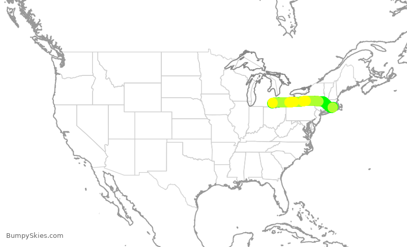 Turbulence forecast map for SKW3733, DTW to PVD