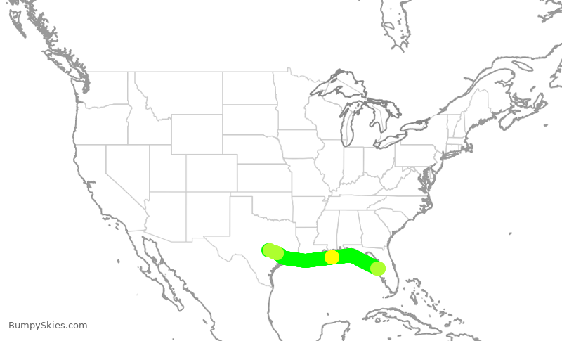 Turbulence forecast map for SKW3734, TPA to AUS
