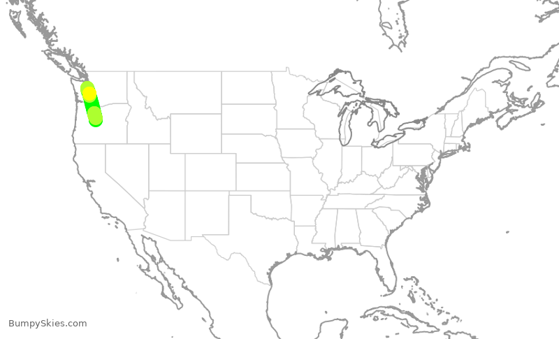 Turbulence forecast map for SKW3735, SEA to RDM