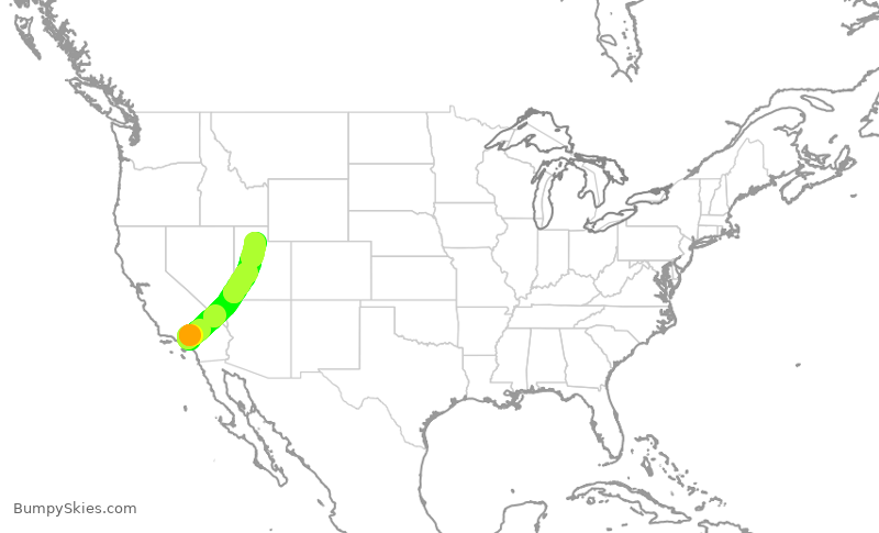 Turbulence forecast map for SKW3744, ONT to SLC