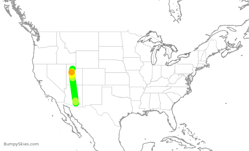Turbulence forecast map for SKW3745, TUS to SLC