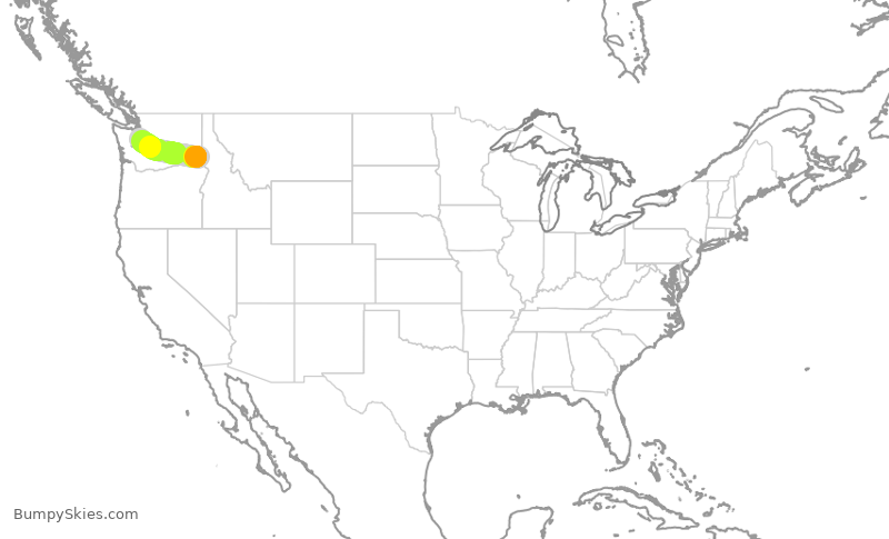 Turbulence forecast map for SKW3749, LWS to SEA