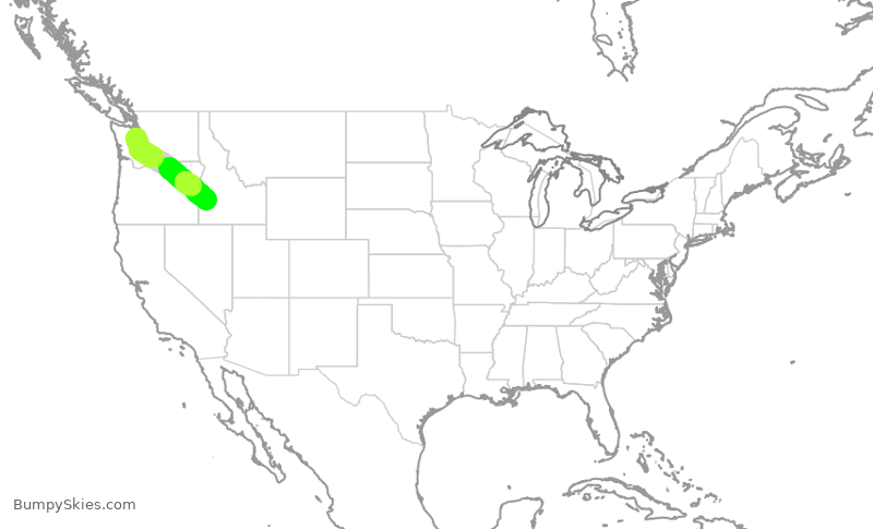 Turbulence forecast map for SKW3750, SEA to BOI