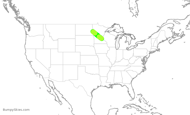 Turbulence forecast map for SKW3752, MSP to FAR
