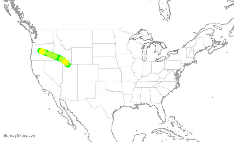Turbulence forecast map for SKW3756, SLC to RDM