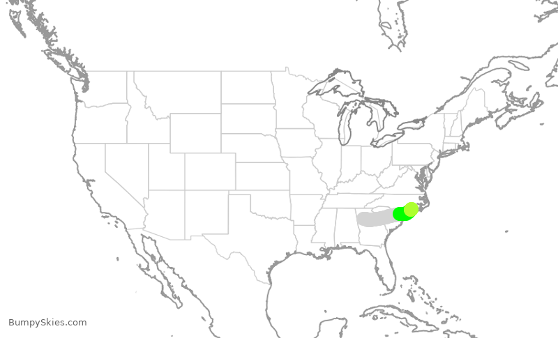 Turbulence forecast map for SKW3760, ATL to OAJ