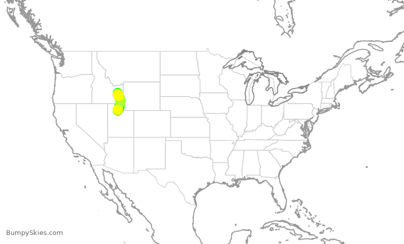 Turbulence forecast map for SKW3765, SLC to IDA