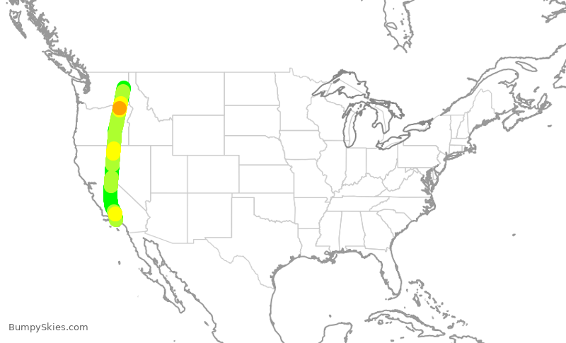 Turbulence forecast map for SKW3794, LAX to GEG