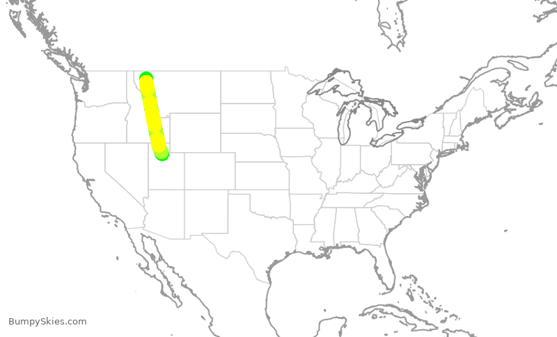 Turbulence forecast map for SKW3798, FCA to SLC