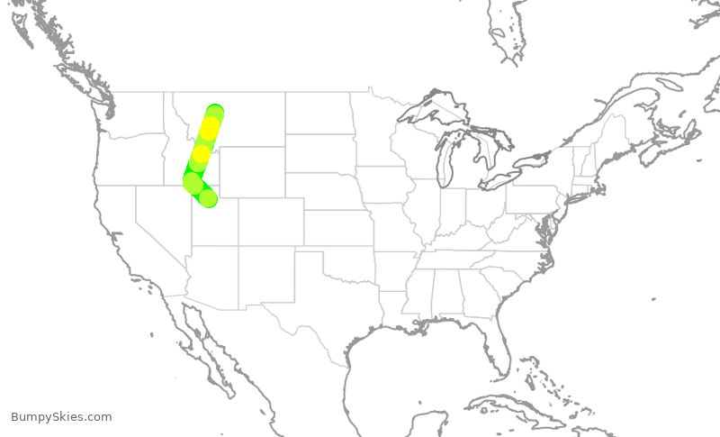 Turbulence forecast map for SKW3800, SLC to GTF