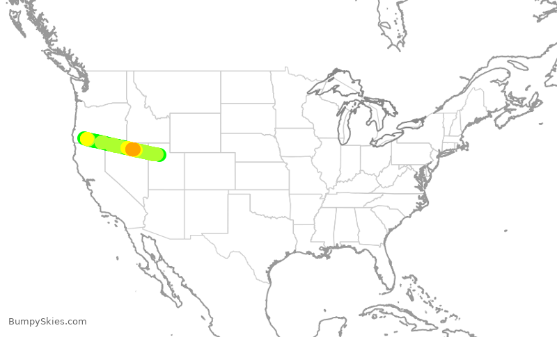 Turbulence forecast map for SKW3801, MFR to SLC