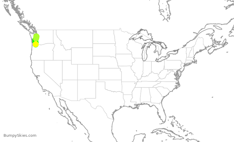 Turbulence forecast map for SKW3802, PDX to SEA
