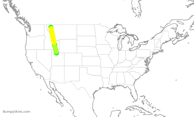 Turbulence forecast map for SKW3804, FCA to SLC