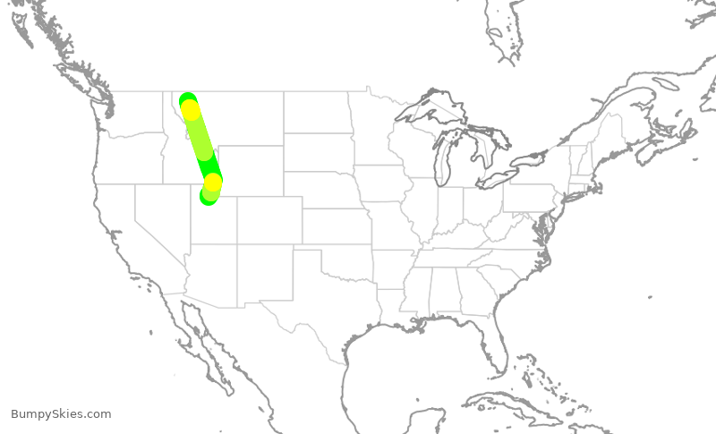 Turbulence forecast map for SKW3804, SLC to FCA