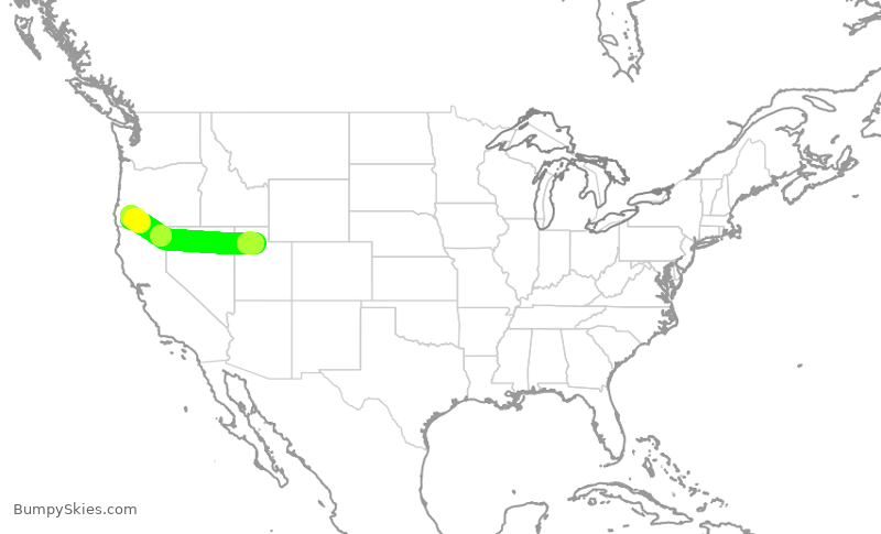 Turbulence forecast map for SKW3806, SLC to MFR