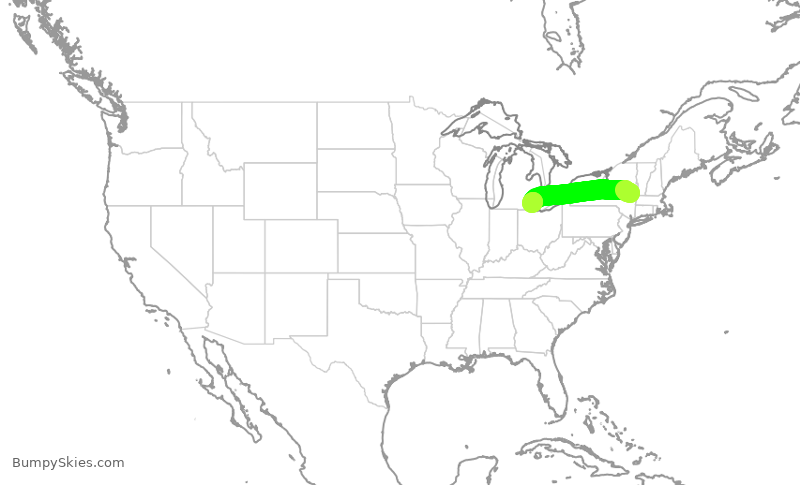 Turbulence forecast map for SKW3809, ALB to DTW