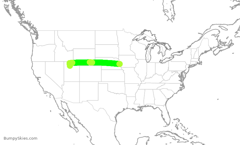 Turbulence forecast map for SKW3815, OMA to SLC