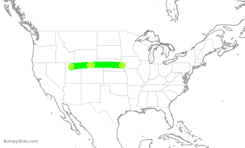 Turbulence forecast map for SKW3815, SLC to OMA