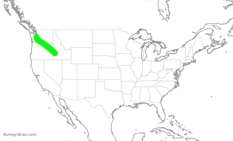 Turbulence forecast map for SKW3817, SEA to BOI