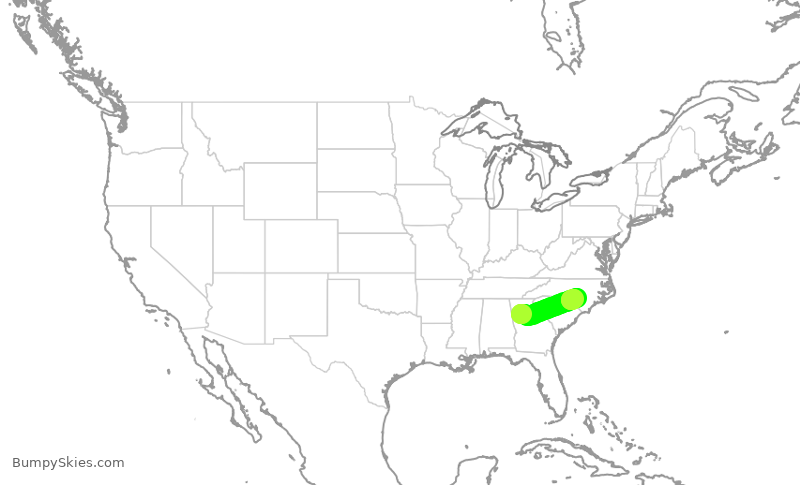 Turbulence forecast map for SKW3820, ATL to FAY