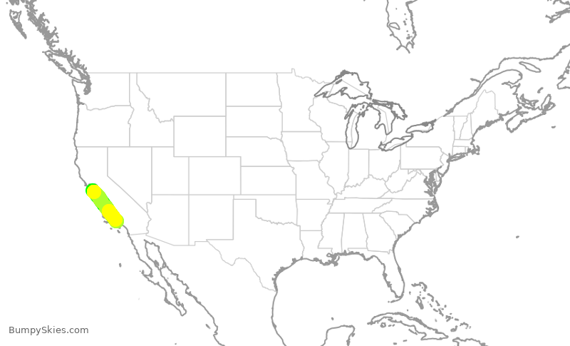 Turbulence forecast map for SKW3822, SJC to LAX