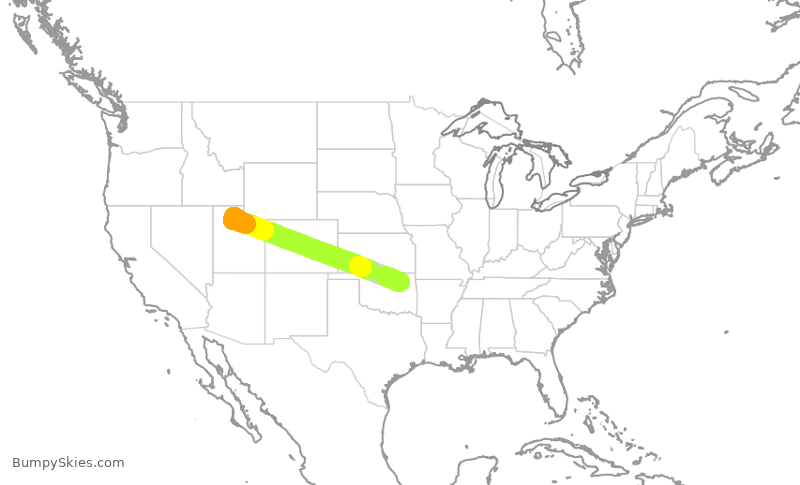 Turbulence forecast map for SKW3825, SLC to TUL