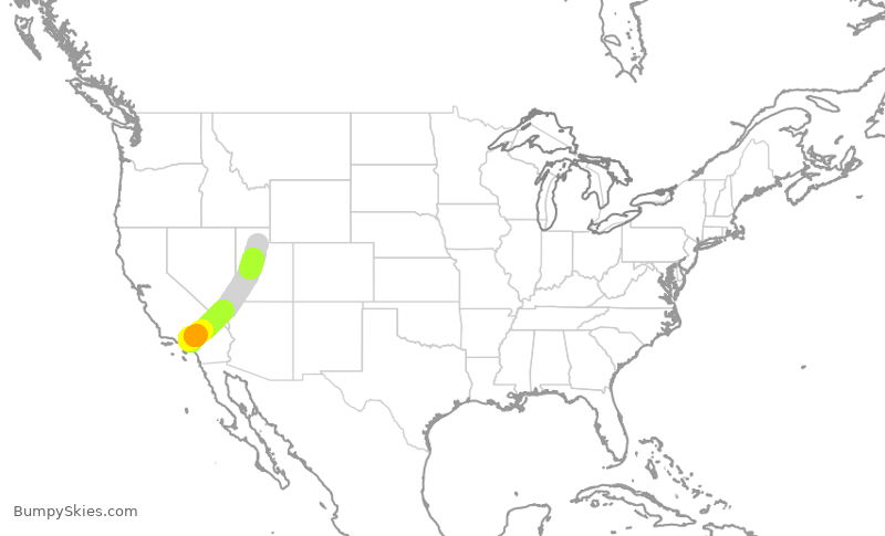 Turbulence forecast map for SKW3829, ONT to SLC