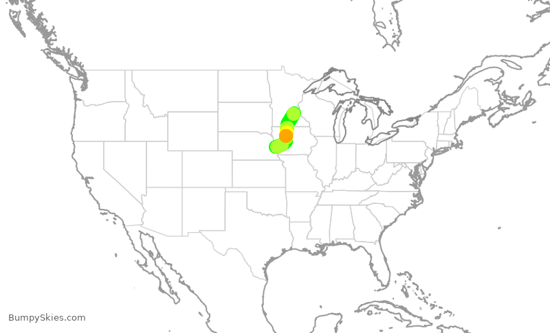 Turbulence forecast map for SKW3831, MSP to OMA