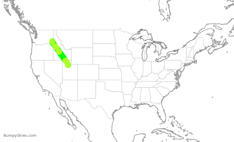 Turbulence forecast map for SKW3833, LWS to SLC