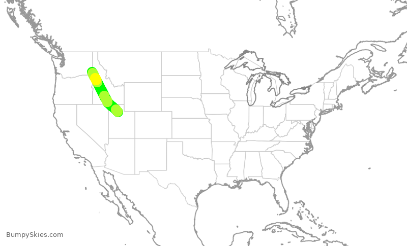 Turbulence forecast map for SKW3833, SLC to LWS