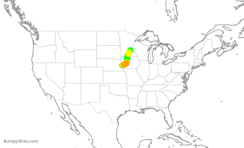 Turbulence forecast map for SKW3838, MSP to OMA