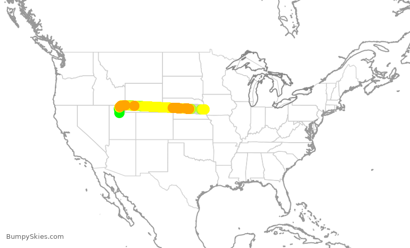 Turbulence forecast map for SKW3840, OMA to SLC